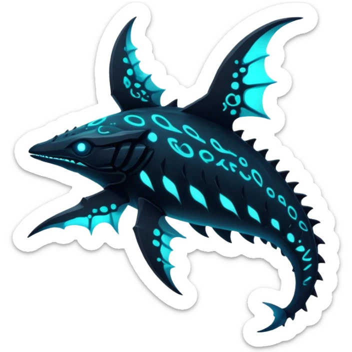 Black Dark Exotic Nocturnal Neon-glowing Abyssal Nightly Abyss-Fakémon-Creature sticker