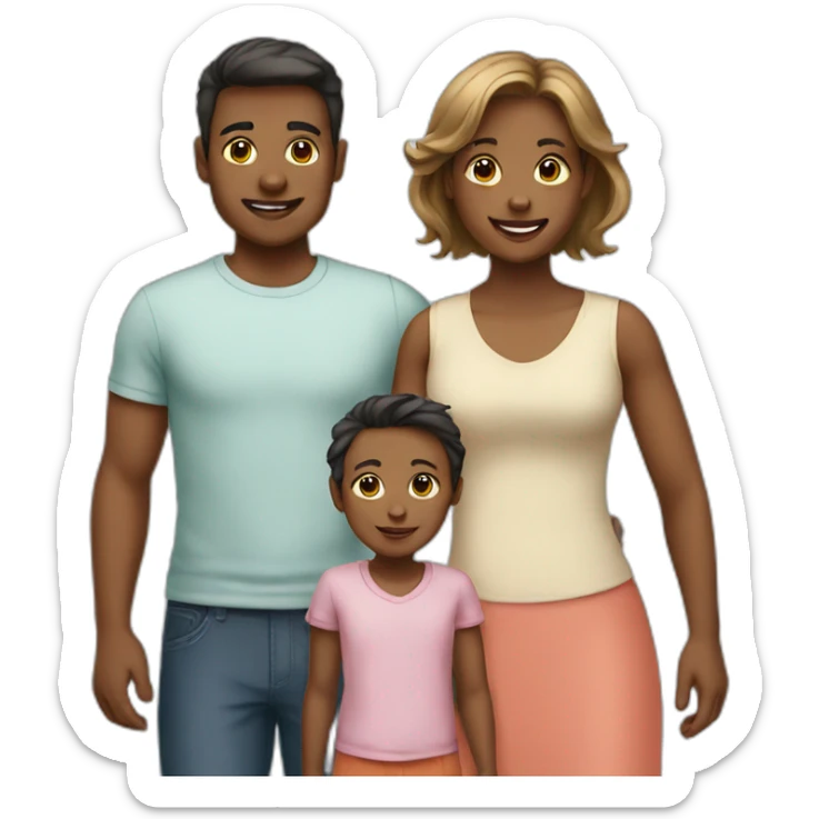 Family of 1 boy and 2 girls sticker