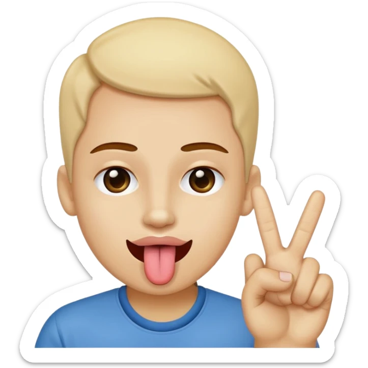 some one sticking out their tongue and having a peace sign with their fingers in between  sticker