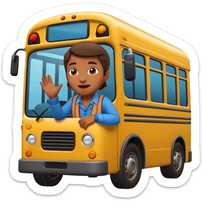 3D emoji of a Peruvian bus fare collector (“cobrador”), leaning out of a micro door calling passengers, dynamic pose, urban street vibe, vibrant colors, bold outlines, sticker illustration, transparent background sticker