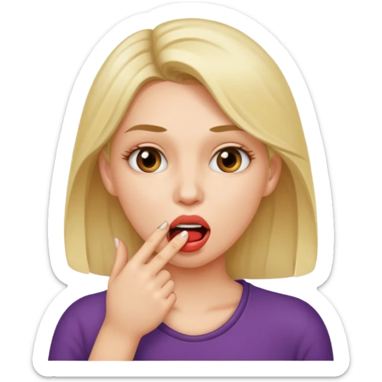 Una mujer mordiendose el dedo, sin la lengua para afuera y que el dedo este más omenos adentrod de la boca EL DEDO ADENTRO DE LA BOCA sticker