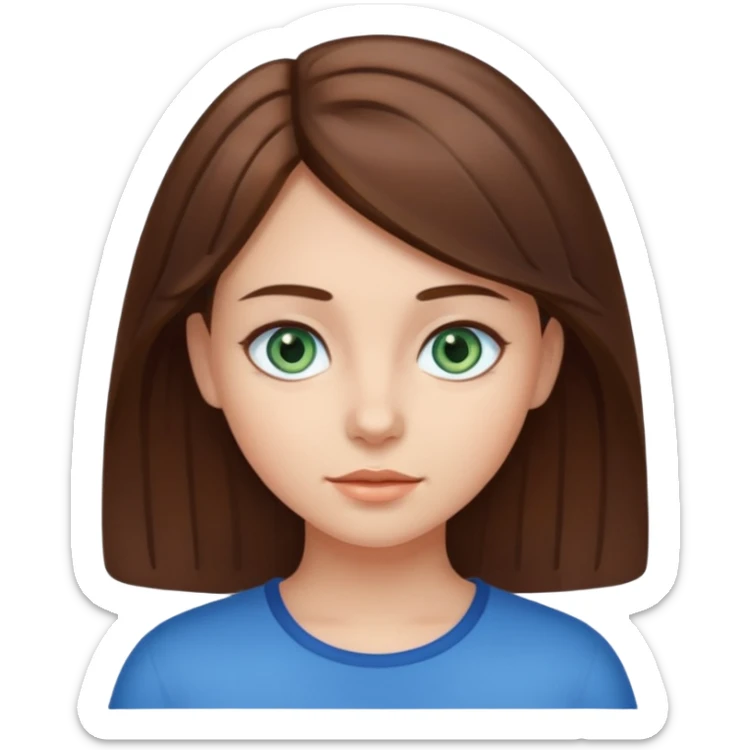 girl with medium length brown hair and blue-greenish eyes sticker