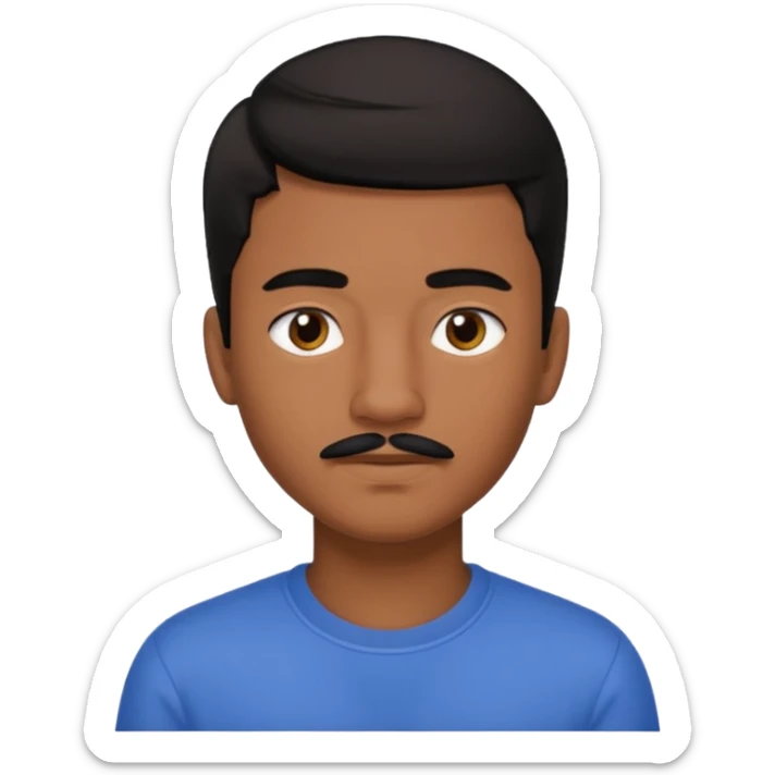 Guy with brown skin who is a teenager with a small mustache with black hair not long but not too short sticker
