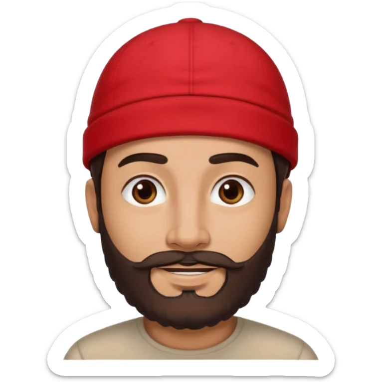 arab man with beard wearing a red cap and he handsome and with tan i want it only his face
with dark brown hair and beard sticker