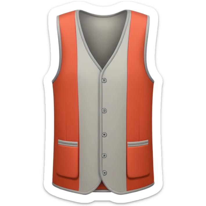 A 3D Apple-style emoji of a simple sleeveless vest (yelek), front view, minimal and clean design, soft fabric texture, neutral colors, cartoon-like and cute style sticker