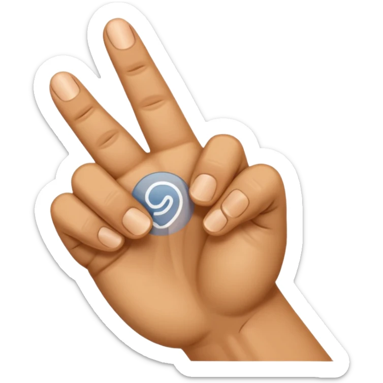 Create an emoji of a right hand. The thumb and middle finger of the right hand are pressed together, with the index finger positioned between them. The remaining fingers are curled into a fist. Add motion lines around the emoji to indicate a downward hand movement. sticker