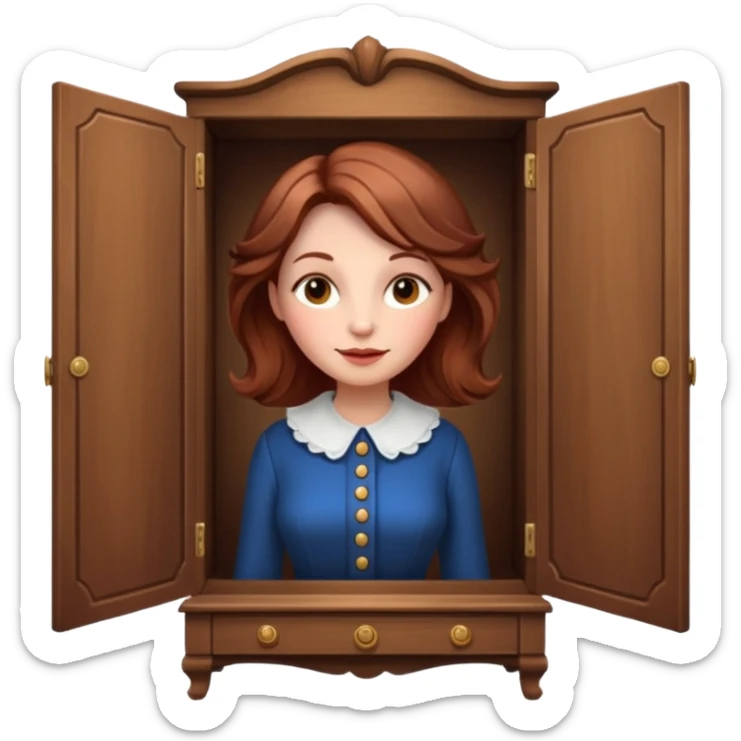 A character from the fairy tale Beauty and the Beast: the lady who was turned into a wardrobe by magic. She retains the wardrobe's original form and has an anthropomorphic face. sticker