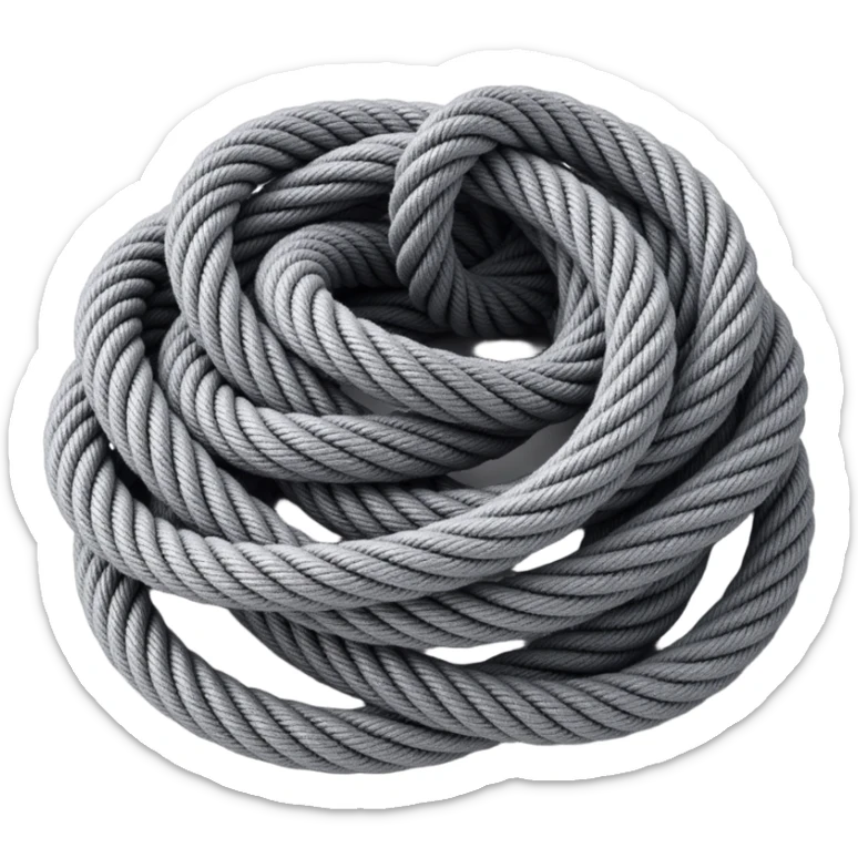 a complex knot of metallic cables, skeuomorphism style sticker