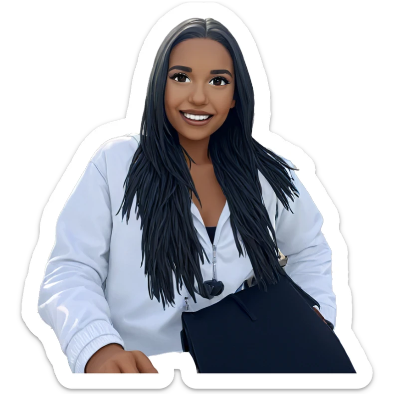 smiling girl outdoors with watercraft sticker