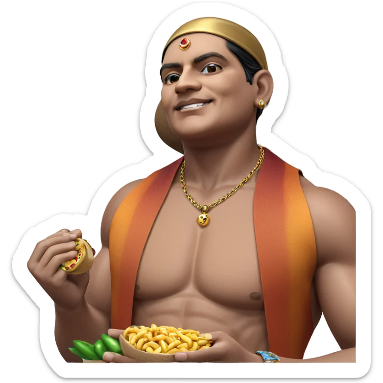 boy with jewelry and food sticker