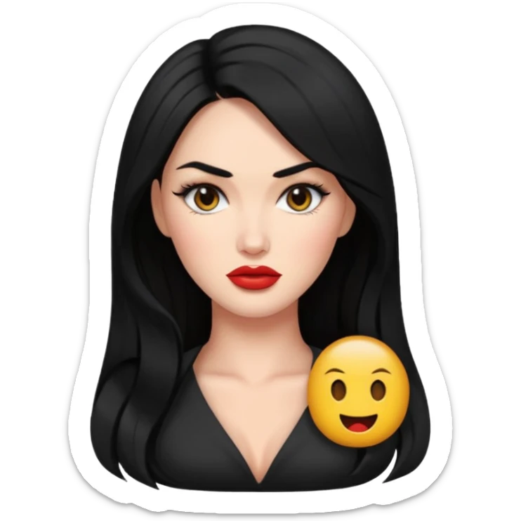 “Emoji girl, femme fatale, black hair. megan fox vibes sticker