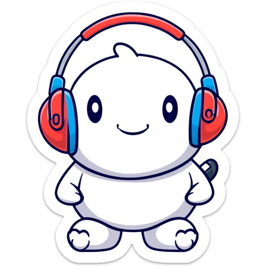 Sprunki character from Incredibox, fun cartoon mascot with big headphones sticker