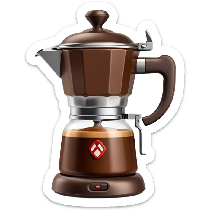Cinematic Realistic Moka Pot Pop Culture Emoji, featuring an iconic Italian coffee maker rendered with classic charm and warm, inviting lighting. sticker