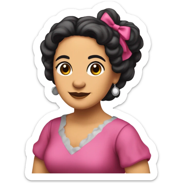 Mariana Bracetti Cuevas was a patriot and leader of the Puerto Rico independence movement. Pink dress. 2 pigtails. Dark hair old woman. sticker