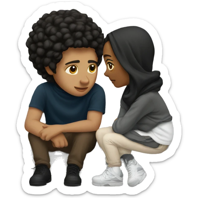 sitting together on city street sticker