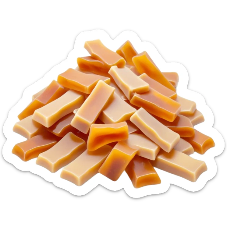 loose pile of thin, curled soap flakes in pale beige or amber tones, waxy matte surface, irregular hand-shaved appearance, lightweight twisted slivers, traditional soap, soft lighting, subtle shadows, emoji scale sticker