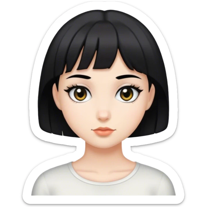 Garota de cabelo preto curto e olho preto cor de pele branca  sticker