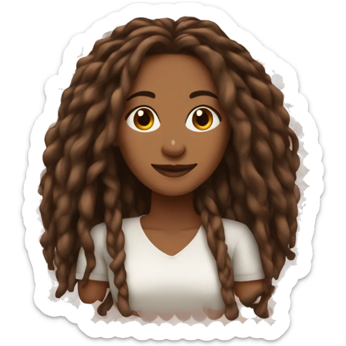 Brown skin beautiful woman with brown long locs sticker