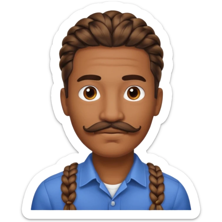 braided an with mustache sticker