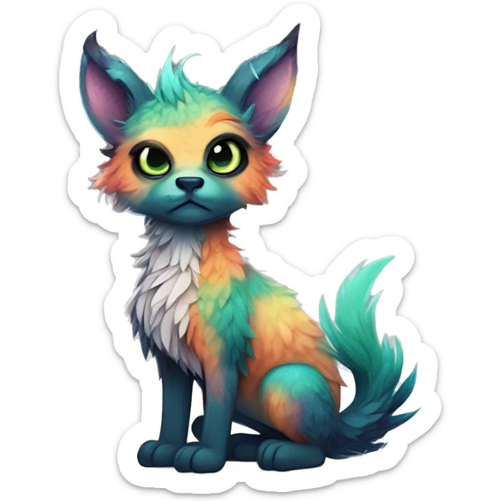 cute Kawaii edgy fantasy animal fursona Fionbri creature by griffsnuff & LiLaiRa & Falvie with exotic colors full body sticker