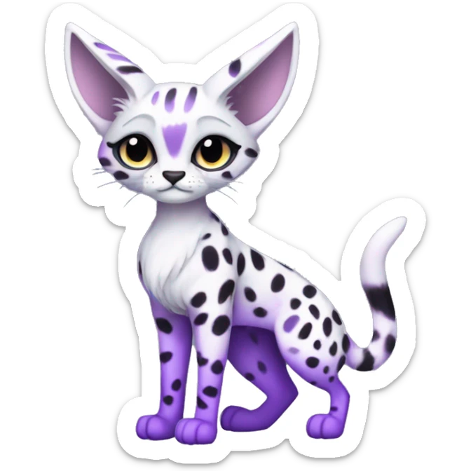 Kawaii Cute Edgy Black Purple White ethereal Serval-Fionbri-Vernid full body sticker