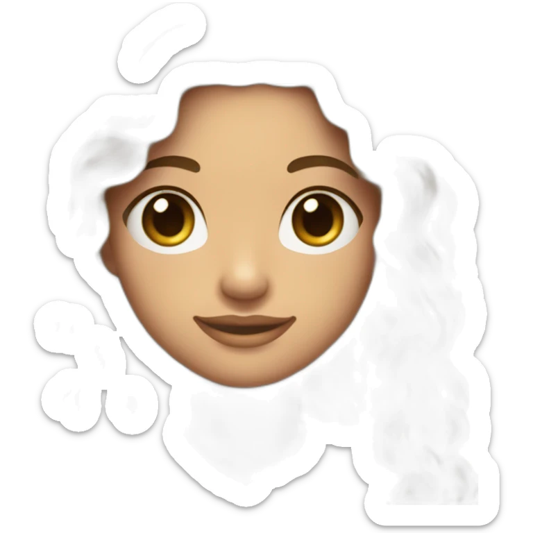 Cuerpo entero chica de 16 años con pelo rizado negro y con braquets con un polo azul y una falta corta azul marino sticker