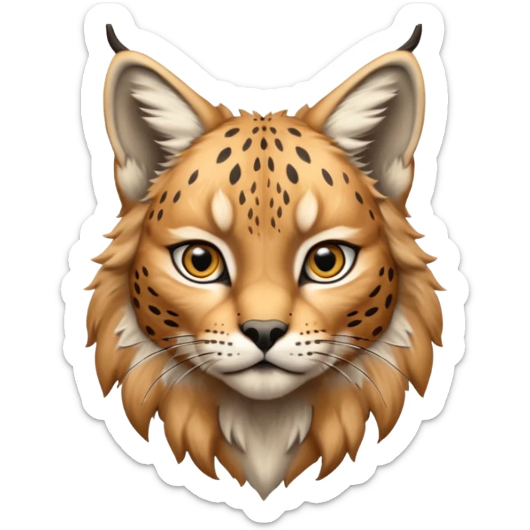 A high-resolution photo-realistic digital illustration of a majestic youg lynx, chest upward  sticker