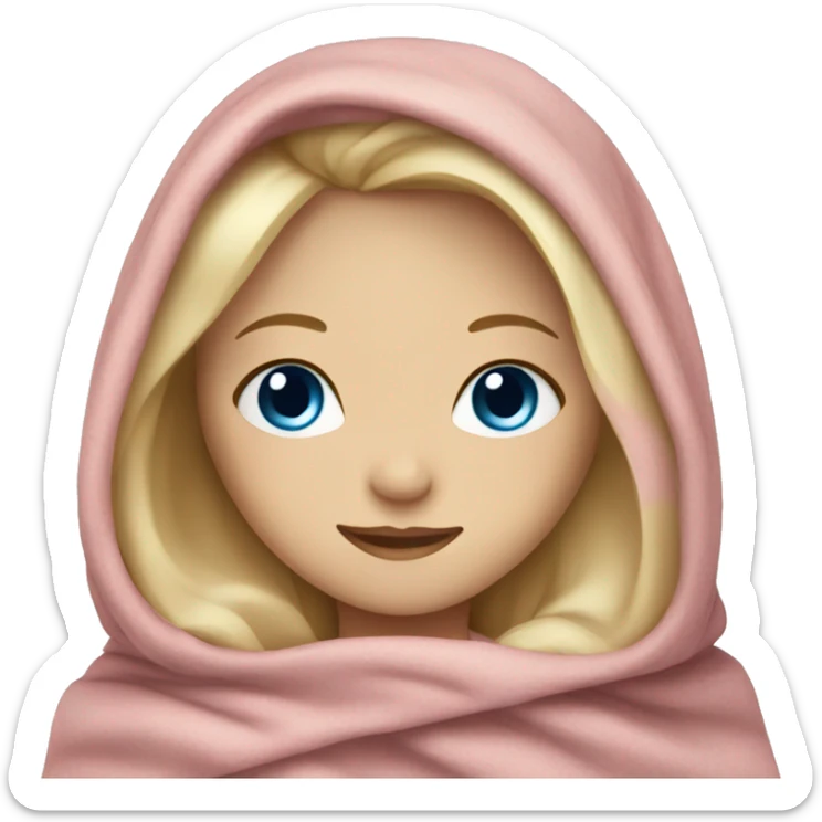 Girl in blanket with blonde hair and blue eyes sticker