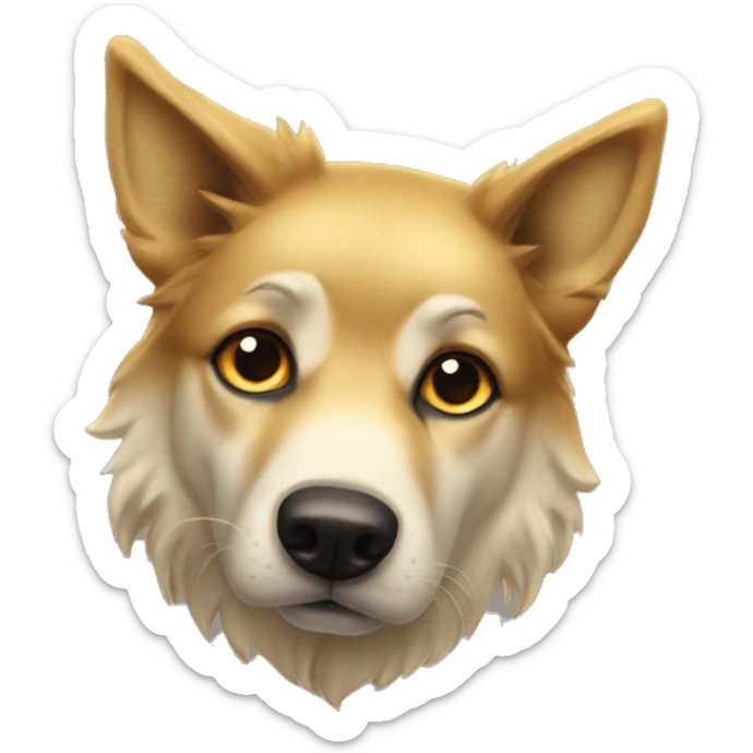 realistic animal close up golden point ears emoji Wolf salvation dog  sticker
