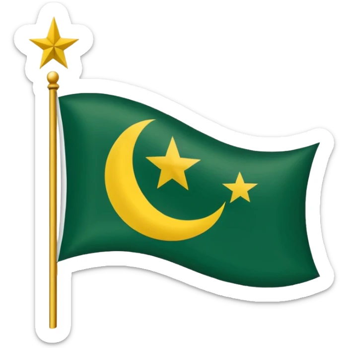 Flag of the actual Azad Kashmir with yellow stripes,green background and white moon and star sticker