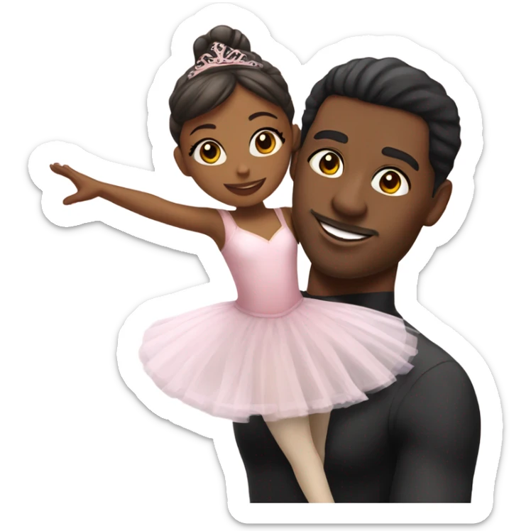 black male ballerina holding black female ballerina in the air sticker
