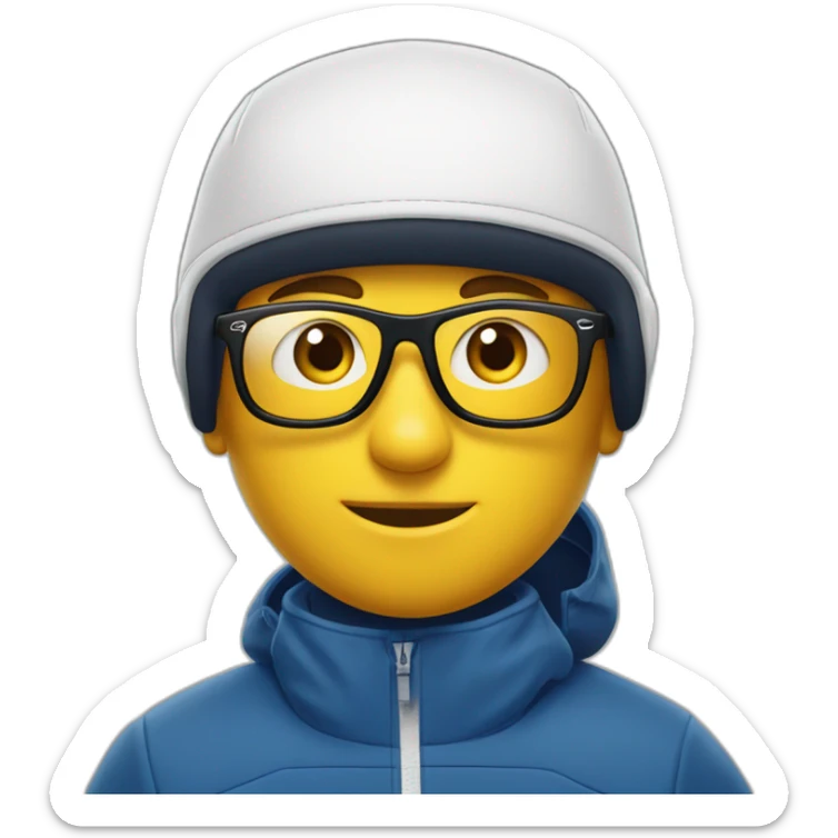 Un garçon blanc qui porte das lunettes de ski, il a les cheveux noirs, un survetement de lacoste et une casquette nike sticker