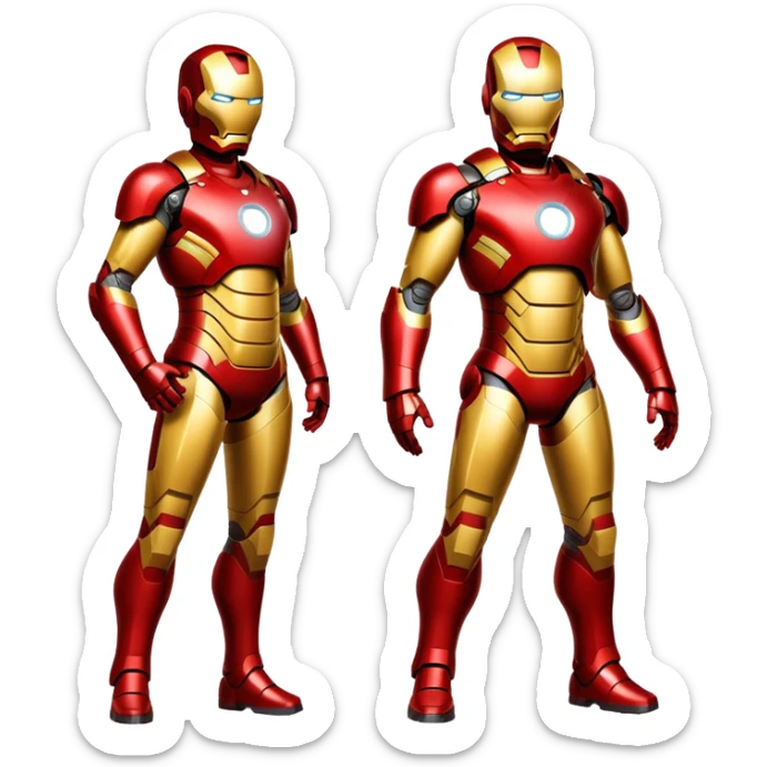 Iron Man superhero with a pregnant belly, red and gold metal suit sticker