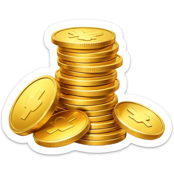 small pile of gold coins, shiny gold, no symbols, no text,  sticker