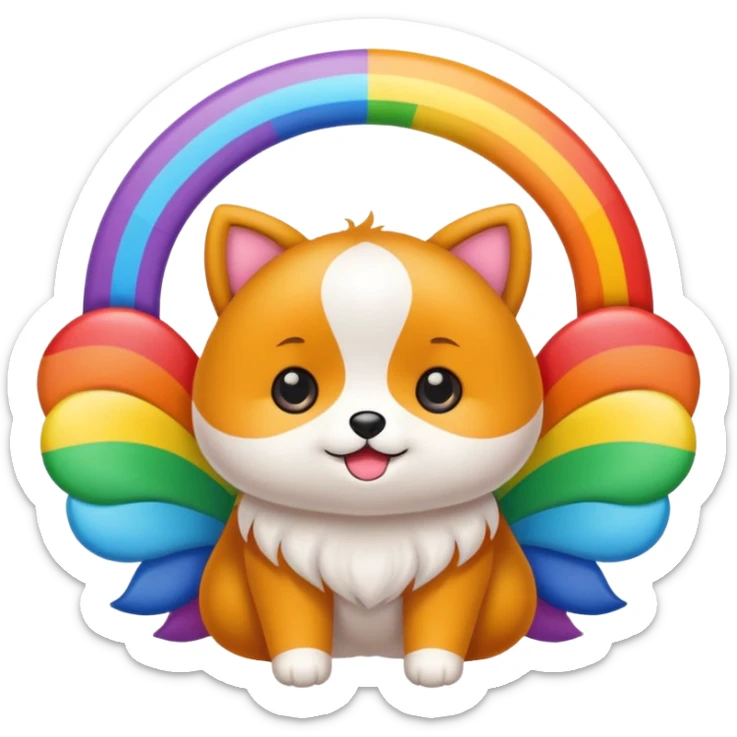 Faça um Lulu da Pomerânia colorido com as cores do arco-íris e o rosto dele também não só o rosto sticker