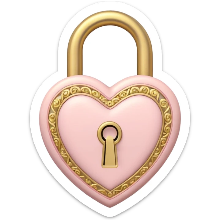 The key to the heart lock in soft pink, beige and yellow pastel colors sticker