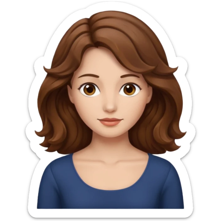 brown wavy hair woman, only face, no neck or torso showing sticker