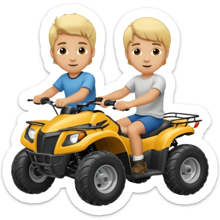 Can you make 2 blonde boys kids riding four wheelers sticker