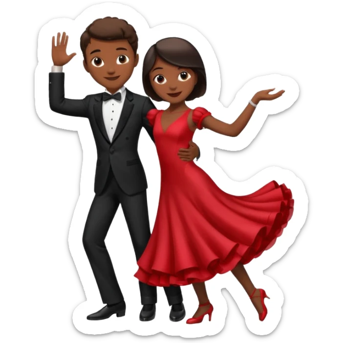 Ballroom dancing with girlred and boyblack  girl bend on his hand sticker