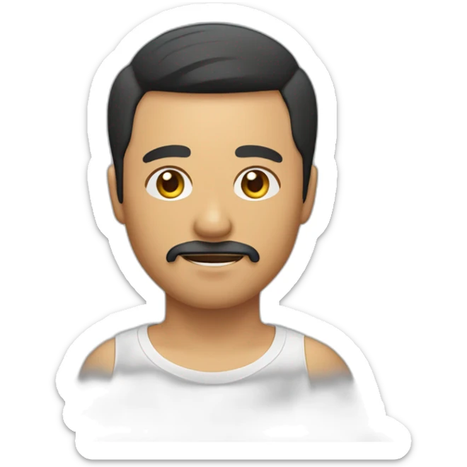 Filipino man with facial stubble in moustache and beard area, a short haircut with the fringe pushed up and to the left  sticker