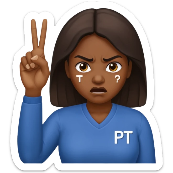 Letters saying “don’t PMO” meaining “don’t piss me off” With an angry lady standing behind the letters with her fingers up  sticker