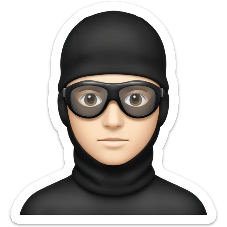 Face with black balaclava and black tinted sports glasses sticker