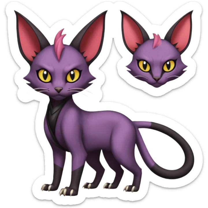 Black edgy Noivern-Noibat-Purloin-Torracat-Sphynx-Lykoi-Caracal-cat-Fakemon full-body sticker