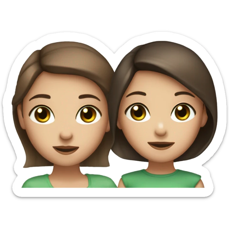 Girls trio,two with brown hair(one green eyes,one with brown eyes) and the third with a darker brown for hair and brown eyes sticker