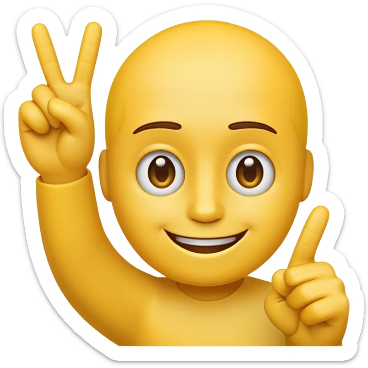 A simple yellow emoji face with one hand raised, holding up three fingers, the thumb, index, and middle finger (like the number three). Clean cartoon emoji style. sticker
