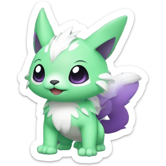 Cute cool green white purple animal hybrid Fakemon full body sticker