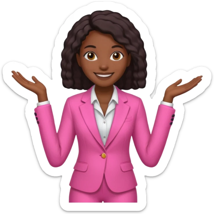 Darkskin black woman wearing a pink suit sticker