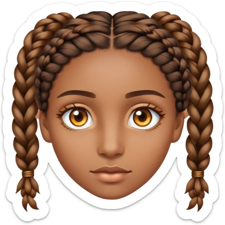 Femme peau marron , yeux vairons œil gauche marron est plus clair que l’œil droite , cheveux Braids lâcher fîne de couleur marron à la foid dorée  sticker