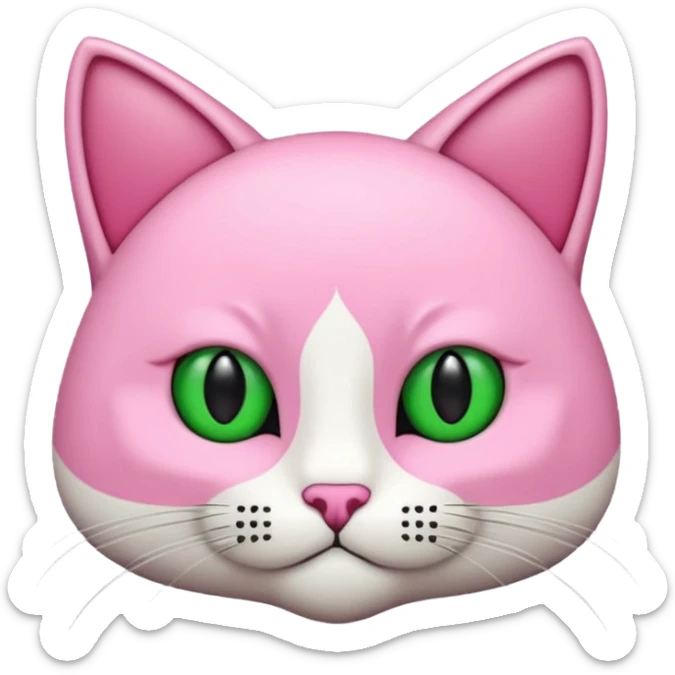 Bir siyah renkli kedi gözleri yeşil ve oturuyor boynunda pembe tasma var sticker