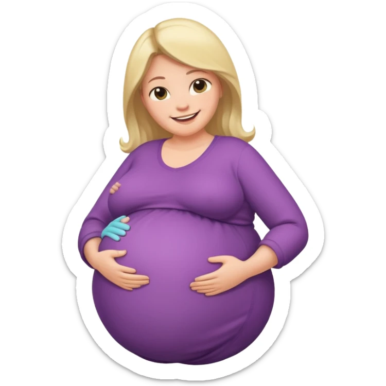 very heavily pregnant overdue woman with super  huge belly sticker